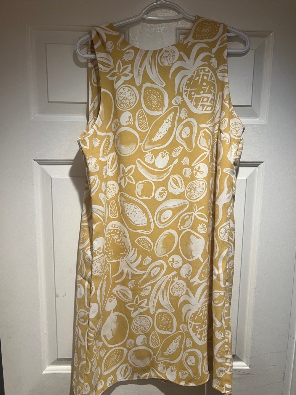 Reitmans Yellow and White Fruit-Print Sleeveless Shift Dress